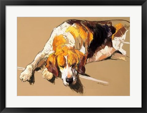 Framed Hound in a Kennel (LE) Print