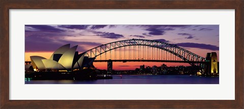 Framed Sydney Harbor Bridge At Sunset,  Australia Print