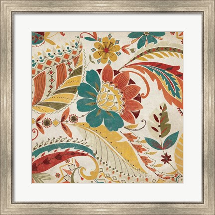 Framed Boho Paisley Spice I Print