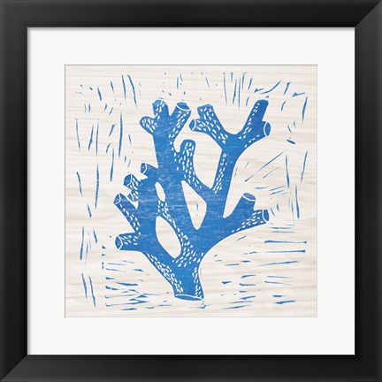 Framed Sea Creature Coral Blue Print