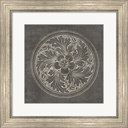 Framed Rosette II Gray Print