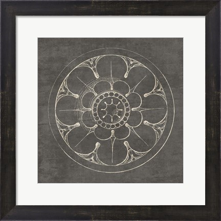 Framed Rosette III Gray Print