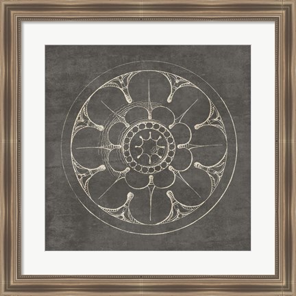 Framed Rosette III Gray Print