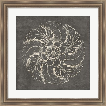 Framed Rosette IV Gray Print