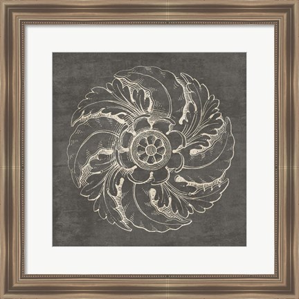 Framed Rosette IV Gray Print