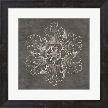 Framed Rosette V Gray Print