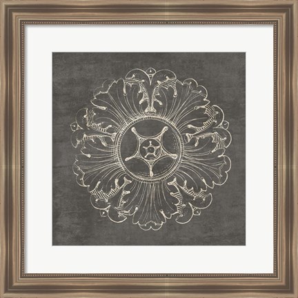 Framed Rosette VI Gray Print