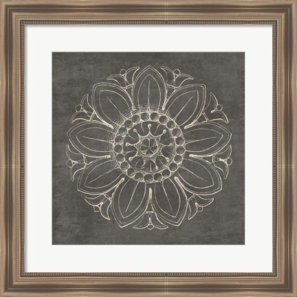 Framed Rosette VII Gray Print