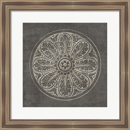 Framed Rosette VIII Gray Print