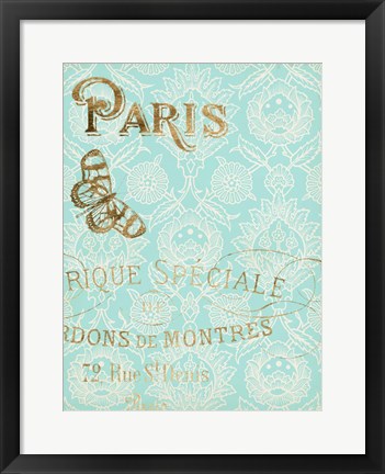 Framed Paris in Gold I Print