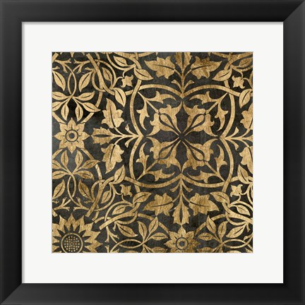 Framed Golden Damask I Print