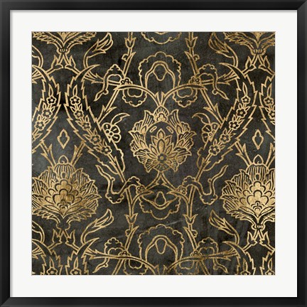 Framed Golden Damask II Print