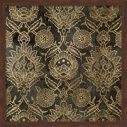 Framed Golden Damask IV Print