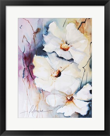 Framed Blooms Aquas I Print