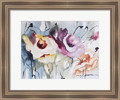 Framed Blooms Aquas IV Print