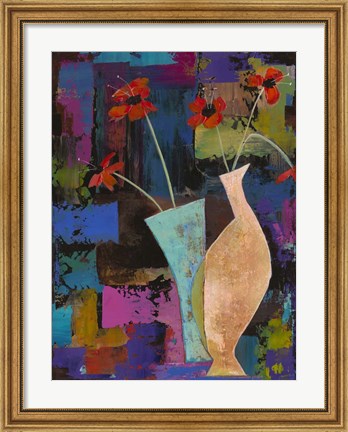 Framed Abstract Expressionist Flowers I Print