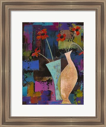 Framed Abstract Expressionist Flowers I Print