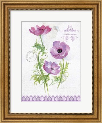 Framed Flower Study on Lace I Print