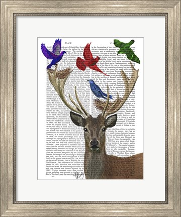 Framed Deer &amp; Birds Nests Print