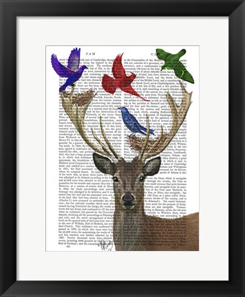 Framed Deer &amp; Birds Nests Print