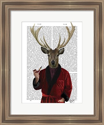 Framed Deer in Smoking Jacket Print