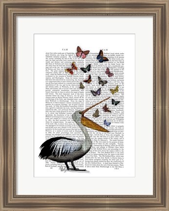 Framed Pelican &amp; Butterflies Print