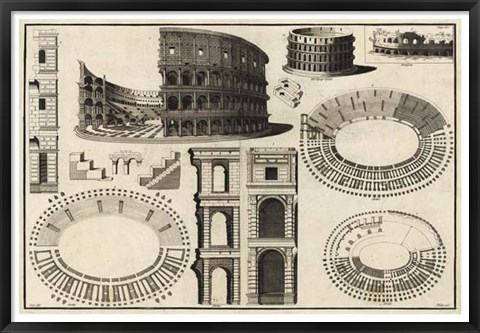 Framed Diagram of the Colosseum Print