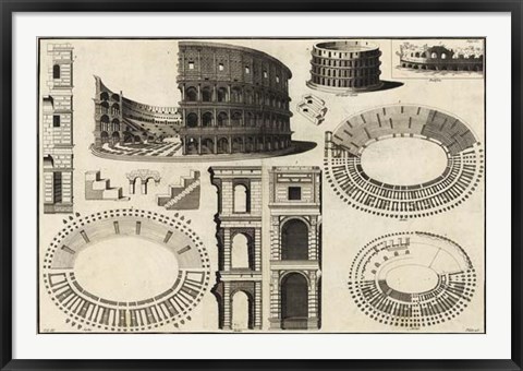 Framed Diagram of the Colosseum Print