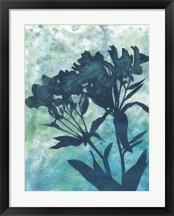 Framed Indigo Floral Silhouette II Print