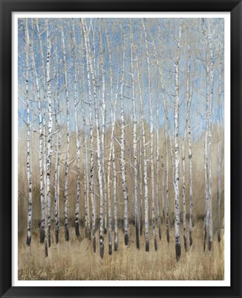 Framed Dusty Blue Birches I Print