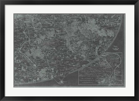 Framed Map of Paris Grid IV Print