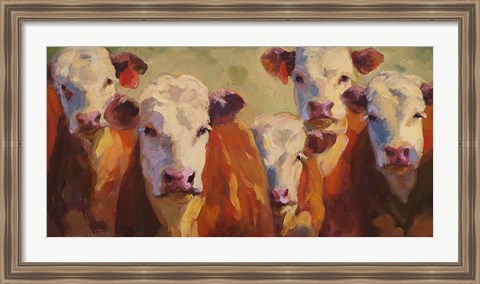 Framed Party of Five Herefords Print