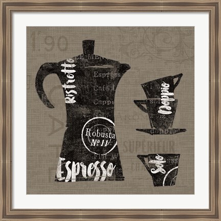 Framed Linen Coffee I Print