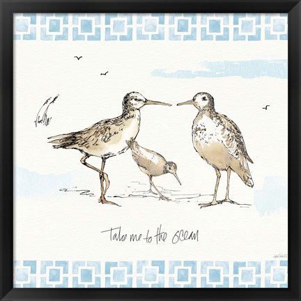 Framed Sandpiper Sea III Print