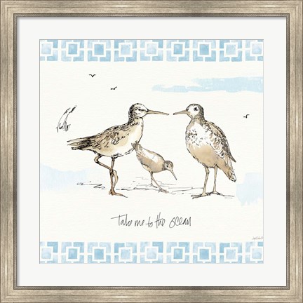 Framed Sandpiper Sea III Print