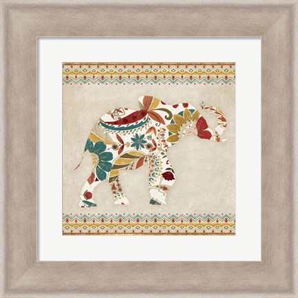 Framed Boho Elephant I Print