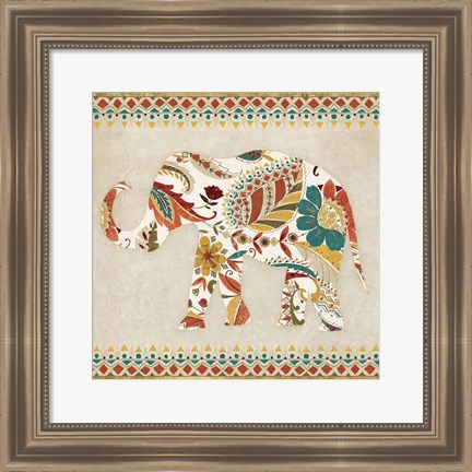 Framed Boho Elephant II Print