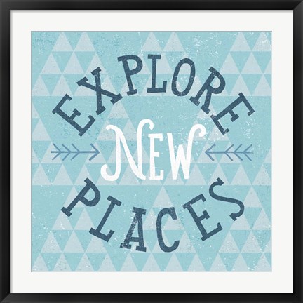 Framed Mod Triangles Explore New Places Blue Print