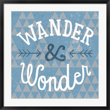 Framed Mod Triangles Wander and Wonder Blue Print