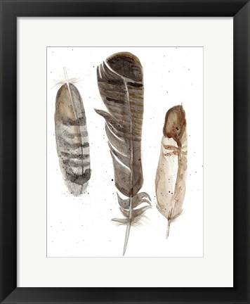 Framed Earthtone Feathers I Print