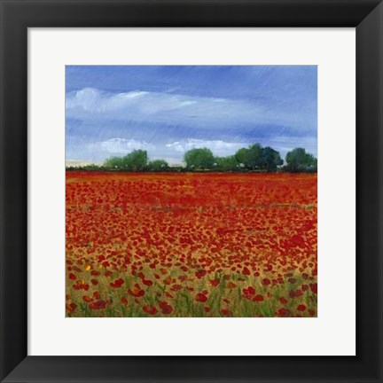 Framed Field of Poppies II Print