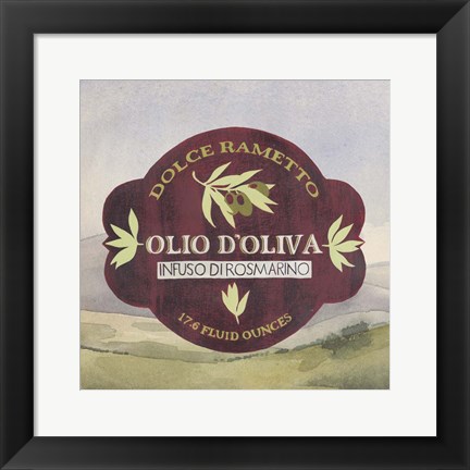 Framed Olive Oil Labels II Print