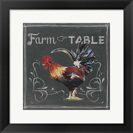 Framed Chalkboard Farm Animals III Print