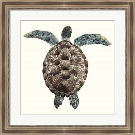 Framed Mosaic Turtle I Print