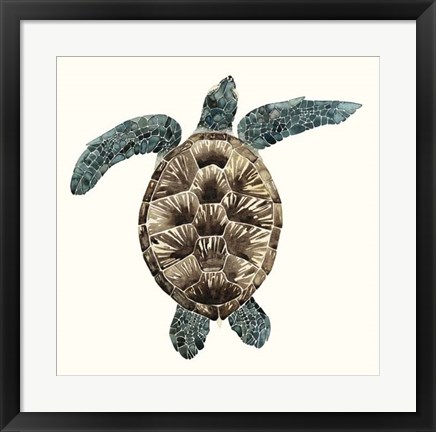 Framed Mosaic Turtle II Print