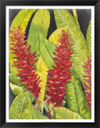 Framed Red Tropical Flowers I Print