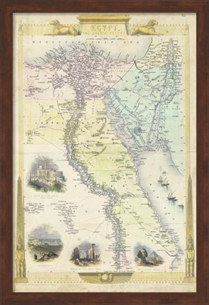 Framed Vintage Map of Egypt Print