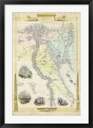 Framed Vintage Map of Egypt Print