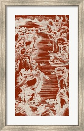 Framed Chinese Bird&#39;s-eye View in Red I Print