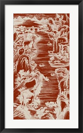 Framed Chinese Bird&#39;s-eye View in Red I Print